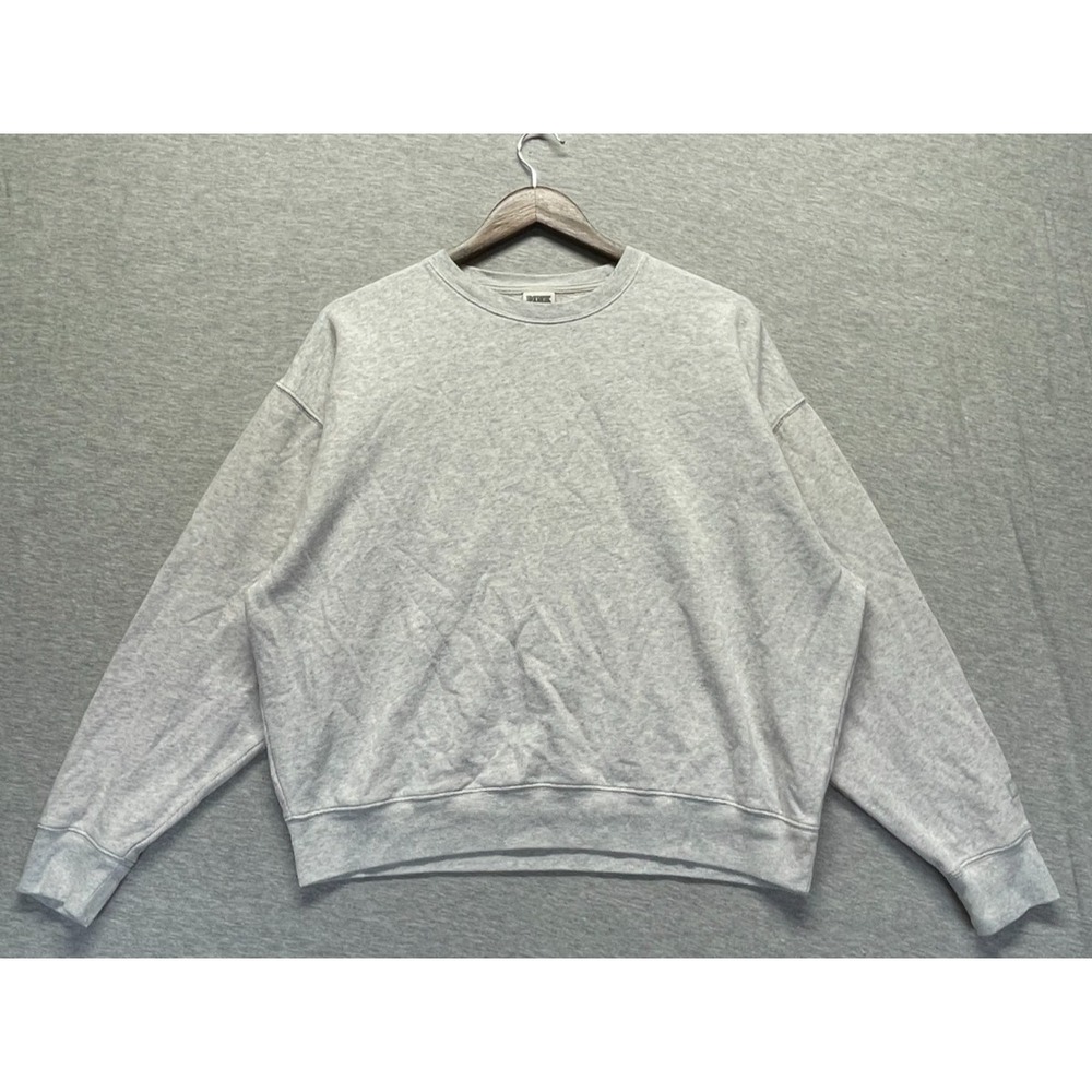 PINK Victoria's Secret Sweatshirt Womens Small Heather Gray Drop Shoulder Cotton